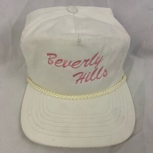 Vintage Beverly Hills California White Pink Lettering StrapBack Hat Cap